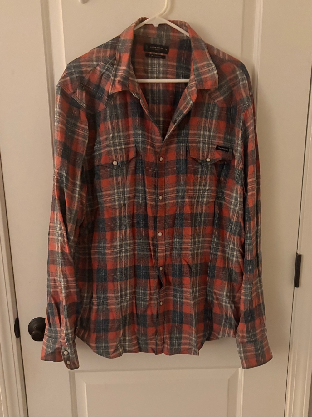 Lucky Brand Plaid Snap Down in Pink and Blue
